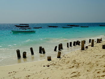 Scenic view of sea against clear sky