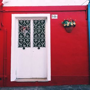 Closed red door