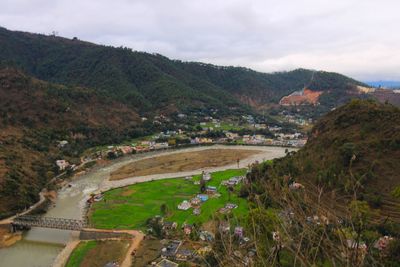High angle view of landscape against sky