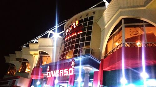 Low angle view of illuminated building