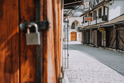 Empty street locked shops due to coronavirus