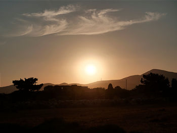 Scenic view of silhouette landscape against sky during sunset