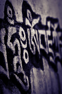 Close-up of carving on wall