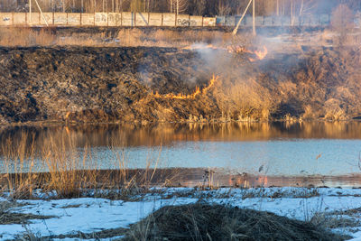 Scenic view of frozen lake