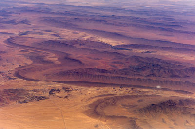 High angle view of arid landscape