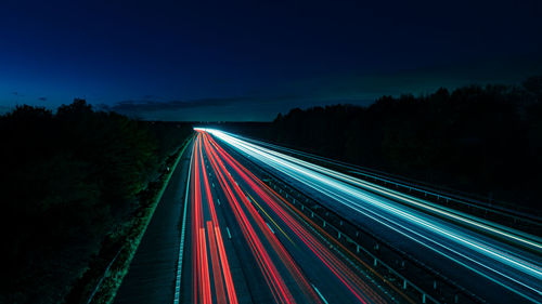 Light trails on highway at night