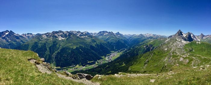 Scenic view of mountains against clear sky