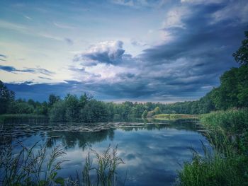 Scenic view of lake against sky