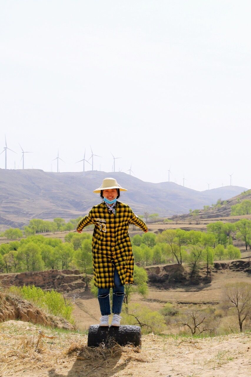 clear sky, landscape, rural scene, agriculture, copy space, field, rear view, mountain, farm, tranquil scene, sky, tranquility, nature, full length, crop, scenics, alternative energy, technology