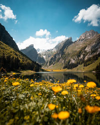 Scenic view of mountains against sky