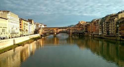 View of bridge over river in city