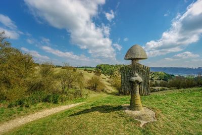 Built structure on land against sky