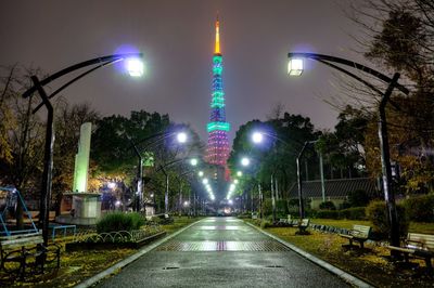 Illuminated street light at night