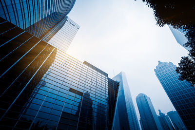 Low angle view of modern buildings against sky