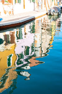 High angle view of boats in sea