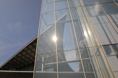 Low angle view of modern building against sky