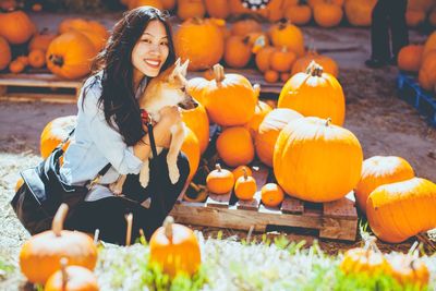 Portrait of smiling young woman during halloween