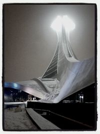 Illuminated building at night