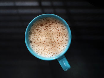 High angle view of coffee on table