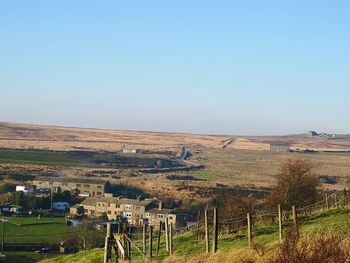 Scenic view of landscape against clear sky