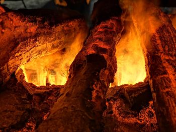 Close-up of bonfire at night