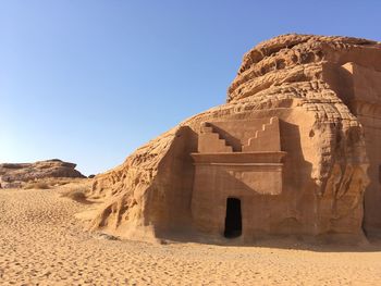 View of saudi tomb in desert