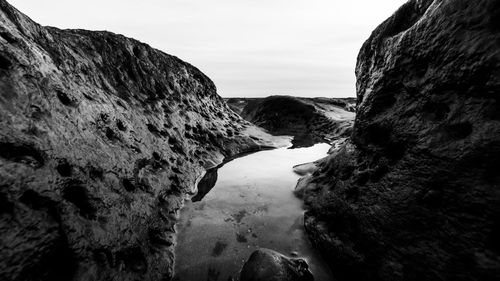 Scenic view of rock formations against sky