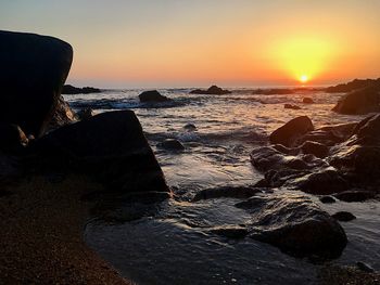 Scenic view of sea during sunset