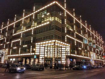 Low angle view of buildings at night