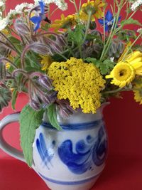 High angle view of potted plant in vase