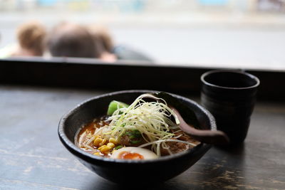 Close-up of food in bowl on table