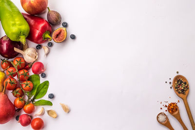 High angle view of fruits on table