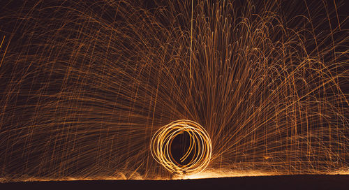 Wire wool spinning at night