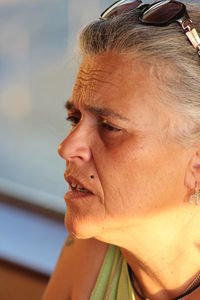 Close-up of senior woman outdoors