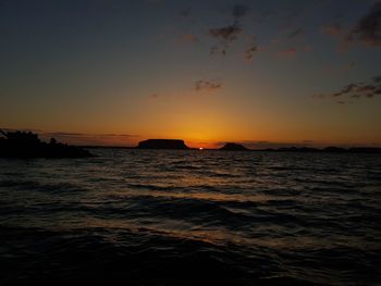 Scenic view of sea against sky during sunset