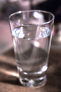 Close-up of beer in glass on table