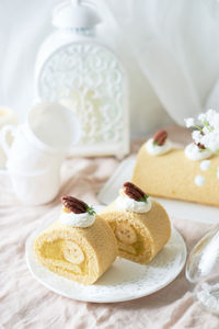 Close-up of cake on table