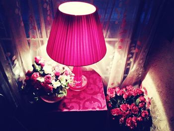 Flowers in illuminated room