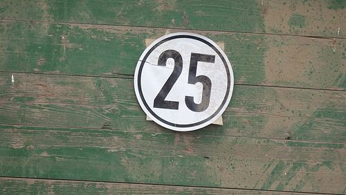 Close-up of sign on wall