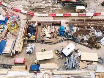 High angle view of construction site