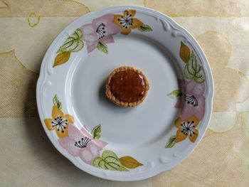 High angle view of breakfast served on table