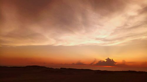 Scenic view of silhouette landscape against sky during sunset