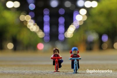 Close-up of toys at night