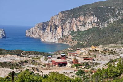 Scenic view of sea against sky in nebida, sardinia 
