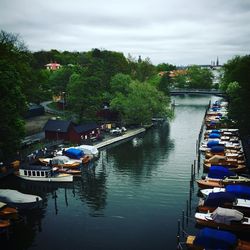 Boats sailing in river
