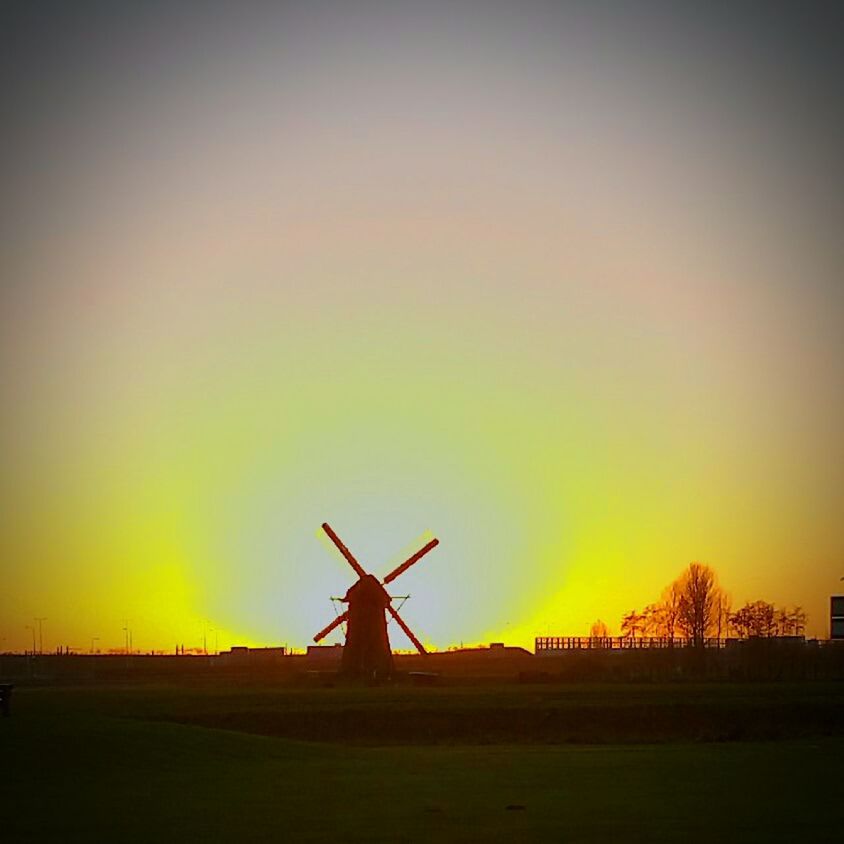 sunset, silhouette, orange color, sun, wind power, copy space, renewable energy, clear sky, wind turbine, alternative energy, environmental conservation, landscape, field, windmill, fuel and power generation, tranquil scene, tranquility, scenics, rural scene, nature