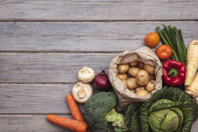 Directly above shot of vegetables on table