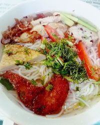 High angle view of meal served in plate