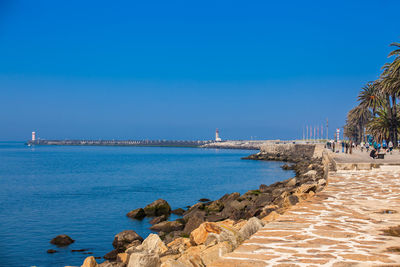 Porto portugal may 2018 sunny early spring day at the beautiful promenade along the porto coast 