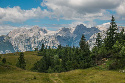 Scenic view of mountains against sky